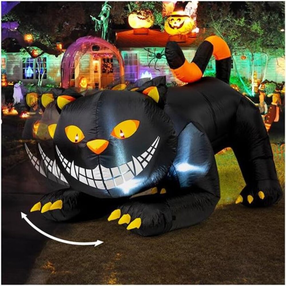 6FT Halloween Inflatables Outdoor Black Cat with Shakable Head,Blow Up YardDecor
